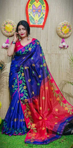 Ganesh plastic and industry Printed Tant Cotton Silk Saree