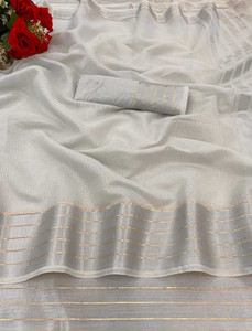 PIYA DESIGNER Solid/Plain Kasavu Cotton Linen Saree