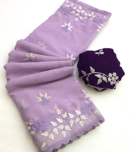 SILKORA Embroidered Bollywood Georgette Saree