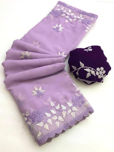 SILKORA Embroidered Bollywood Georgette Saree