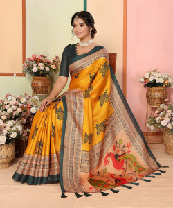 YASHIKA Printed Kalamkari Art Silk Saree