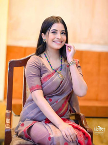 jishaenteprise बुना हुआ मेखला चादर जूट सिल्क साड़ी