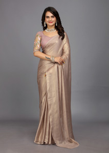 RHEY Embroidered, Solid/Plain Bollywood Georgette Saree