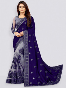 b bella creation Embroidered Bollywood Net, Art Silk Saree