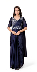 Mijaashree Fashion Solid/Plain Bollywood Lycra Blend Saree
