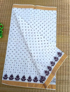 maa textile Self Design Handloom Cotton Blend Saree