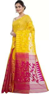 Pakilota soft dhakai Embroidered Jamdani Cotton Silk Saree