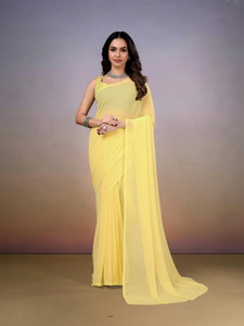 Kalavrit Creation Solid/Plain Daily Wear Georgette Saree