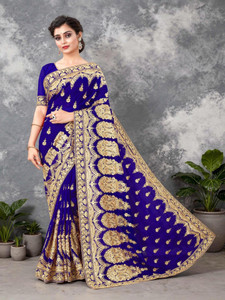 b bella creation Embroidered Bollywood Chiffon, Georgette Saree