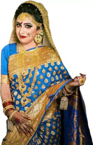 SHREE AMBAJI FASHION Woven Banarasi Handloom Silk Blend Saree