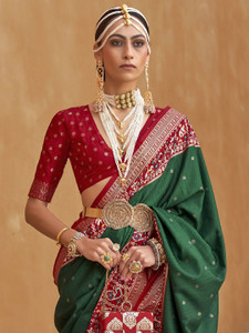 Sareemall Self Design Patola Silk Blend Saree