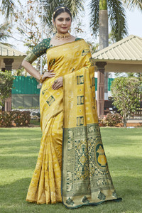 BULLDOZER Woven Banarasi Cotton Silk, Jacquard Saree