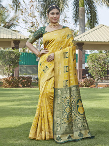 BULLDOZER Woven Banarasi Cotton Silk, Jacquard Saree