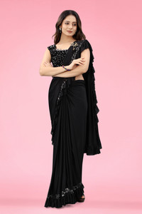 miracletex Embellished Bollywood Lycra Blend Saree