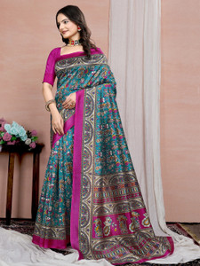 Kanooda Prints Printed Mysore Art Silk Saree