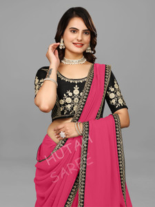 hutah Self Design, Embroidered Bollywood Georgette Saree