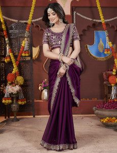 Vivan Fab Embroidered Banarasi Pure Silk, Art Silk Saree
