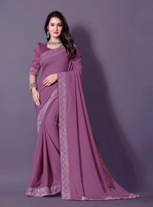 MITRANI FASHION Embellished, Self Design, Solid/Plain Daily Wear Georgette Saree