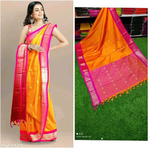 VEERAIVA Woven Paithani Cotton Silk Saree