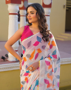 Samah Floral Print Daily Wear Chiffon Saree