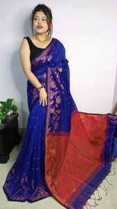 saree star Solid/Plain Tant Cotton Silk Saree