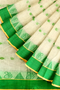 Ganesh plastic and industry Temple Border, Self Design Tant Pure Cotton Saree