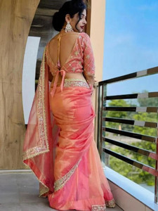 PRATYAMFASHION Embellished, Embroidered Bollywood Net Saree