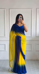 stitchmaster Solid/Plain Bollywood Georgette Saree