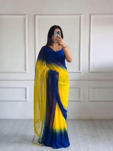 stitchmaster Solid/Plain Bollywood Georgette Saree