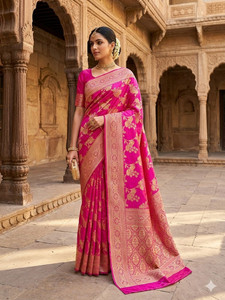 sarify creation Printed Banarasi Silk Blend Saree