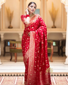 PHEASANT Woven Banarasi Jacquard, Art Silk Saree