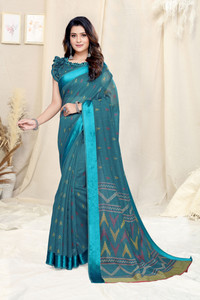 MIRCHI FASHION Striped, Blocked Printed Daily Wear Cotton Blend Saree
