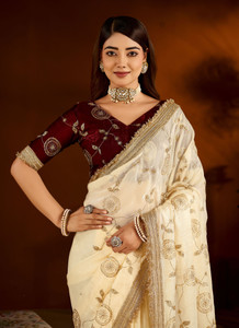GRUHNAREE Embroidered Bollywood Art Silk Saree