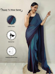 Samah Solid/Plain, Ombre, Embellished Bollywood Georgette, Chiffon Saree