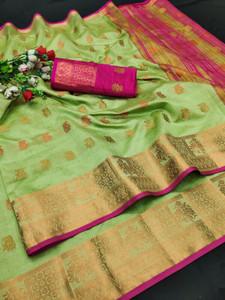 Indshopmart Woven Maheshwari Cotton Silk Saree