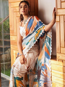 Peachmode Printed Bollywood Satin Saree