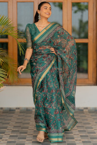 MIRCHI FASHION Printed, Floral Print Kota Doria Polyester Saree