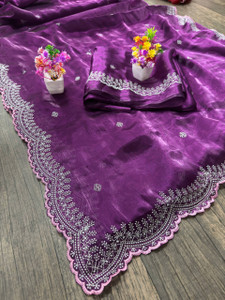 kraddle Embroidered, Floral Print Bollywood Jimmy Jimmy Saree