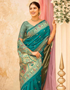 Samah Woven, Embellished Paithani Silk Blend Saree