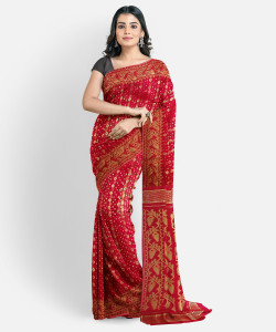 WoodenTant Woven Jamdani Cotton Silk Saree