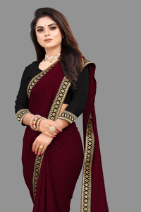 sadika Solid/Plain, Embellished Bollywood Georgette, Chiffon Saree