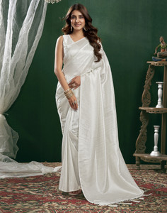 Satrani Woven, Embellished, Self Design Kanjivaram Silk Blend Saree