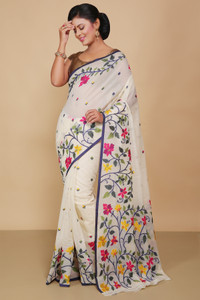 BENGAL HANDLOOM Embroidered Handloom Pure Cotton Saree