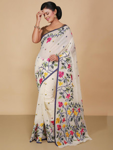 BENGAL HANDLOOM Embroidered Handloom Pure Cotton Saree