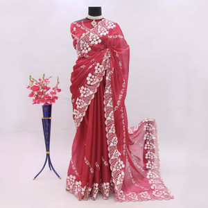 Moon Queen Embroidered Bollywood Organza Saree