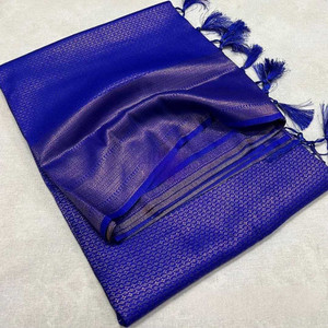 STYLE BLOOM Woven, Solid/Plain Banarasi Pure Silk Saree