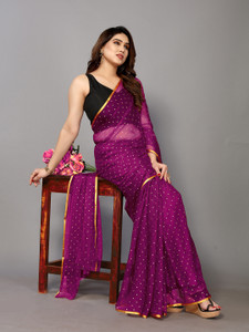 FABMORA Embellished, Printed Bollywood Chiffon Saree