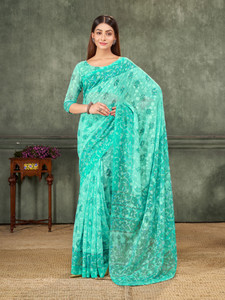GARDEN VARELI Printed Bollywood Brasso Saree