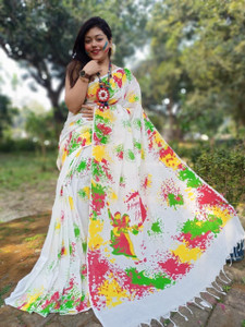 DPTEXTILE Printed Handloom Pure Cotton Saree