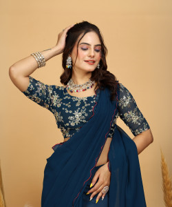 K 5 FASHION Embroidered Bollywood Georgette Saree